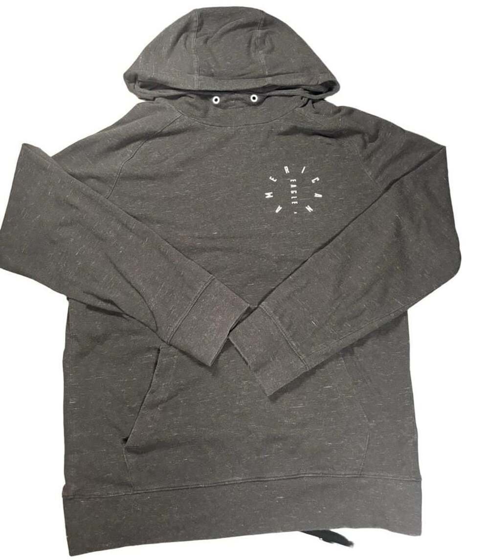 American Eagle Outfitters Flex Hoodie Size L Dark Gray Graphic Pullover